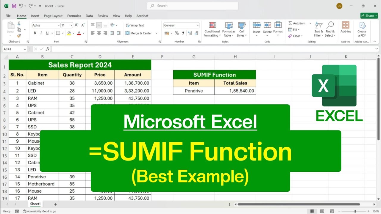 How to use the SUMIF Formula in Microsoft Excel | SUMIF Function in Excel