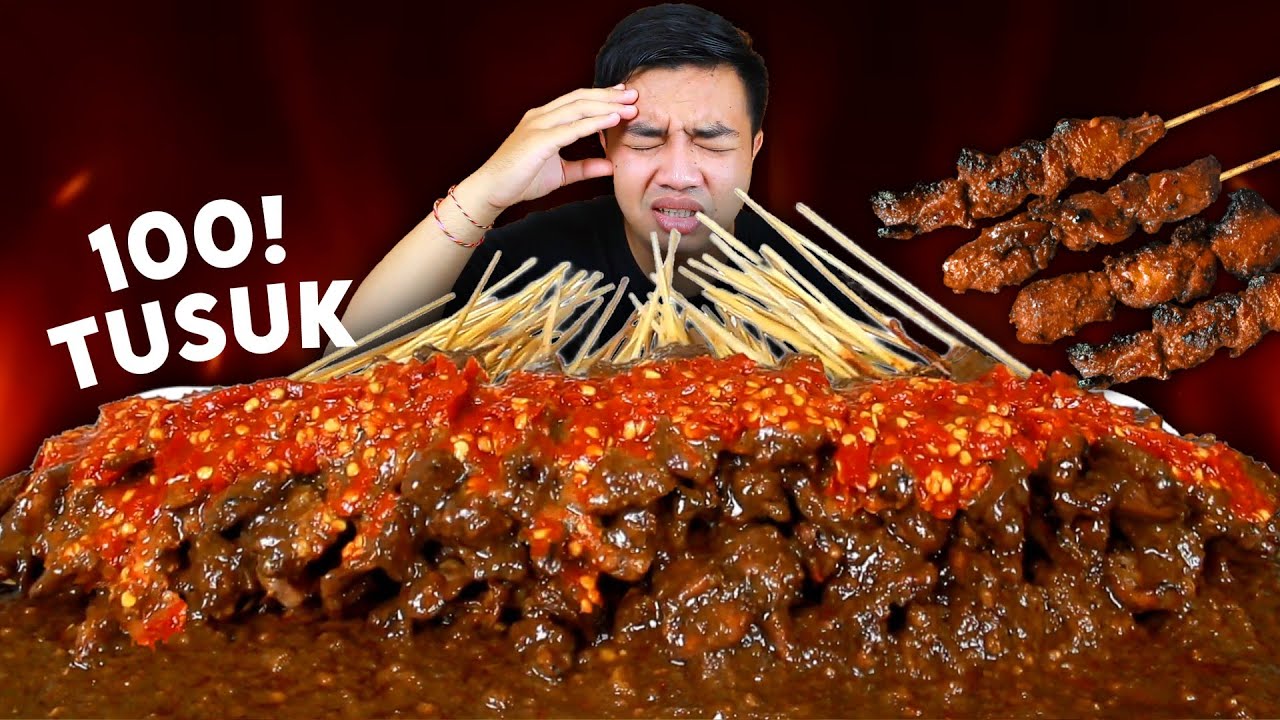 KALAAP 🔥 MUKBANG 100 TUSUK SATE AYAM SIRAM SAMBAL PEDAS | ASMR SATE AYAM