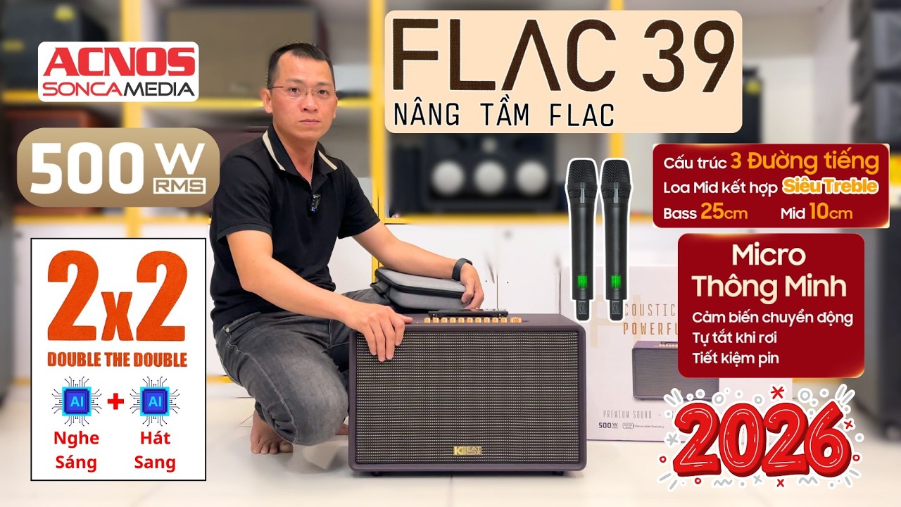Loa Karaoke Acnos Flac 39 CS 500W Mới Nhất - Ra Mắt Ngay Tết 2026 Cực Chất