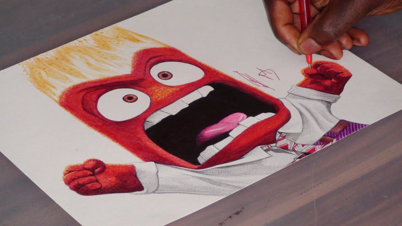 Angry Pen Drawing - Inside Out - DISNEY PIXAR - DeMoose Art