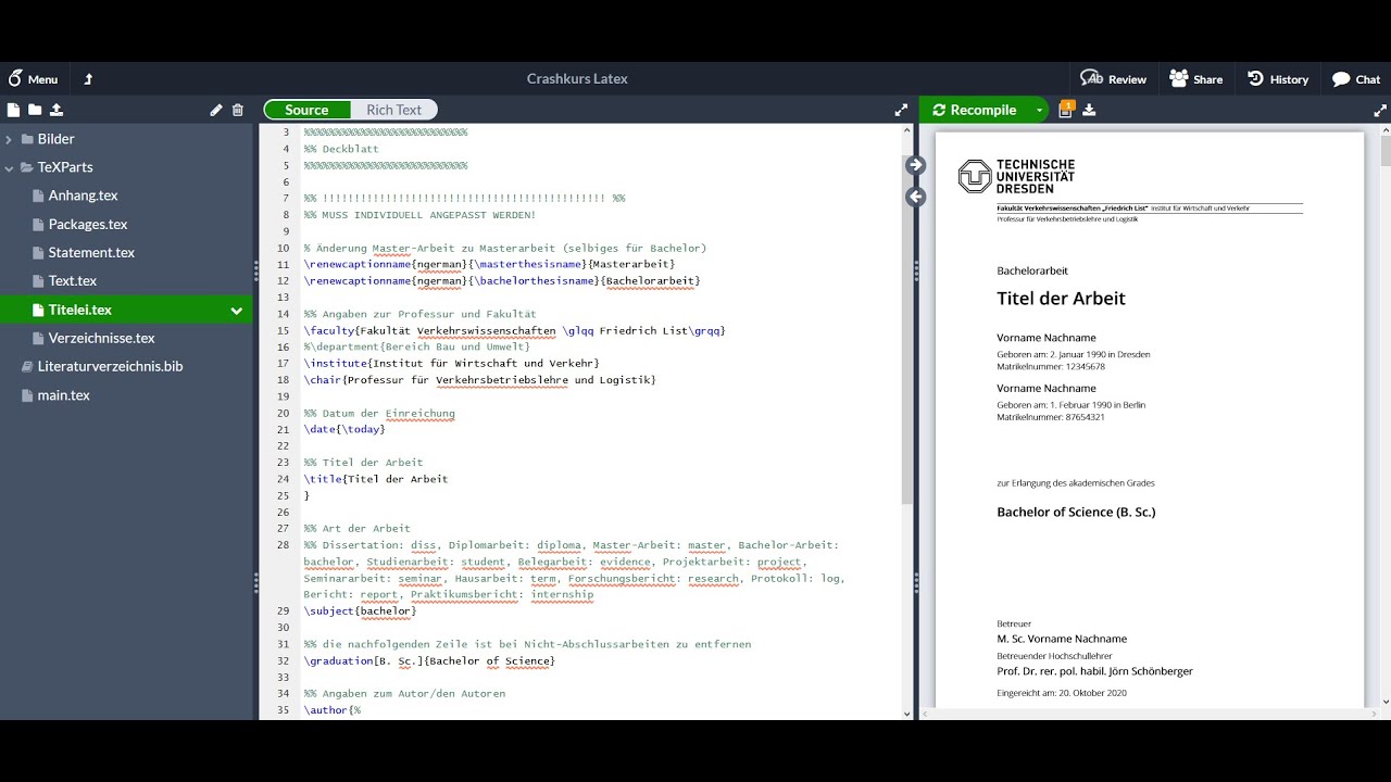 TUD Latex Crashkurs - Part 2 - Befehle und Dokumentstruktur