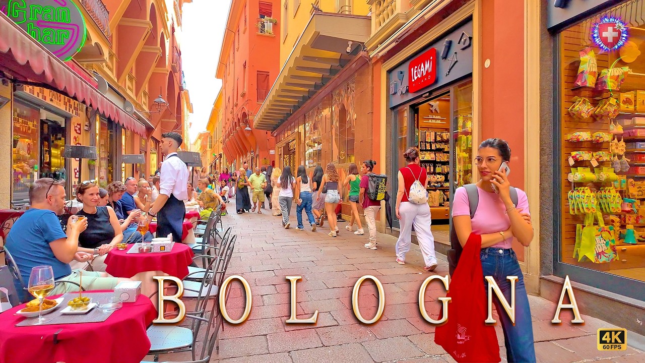 BOLOGNA ITALY ✨ Foodie capital Shopping, look, eat & go / City center Walking Tour 4K