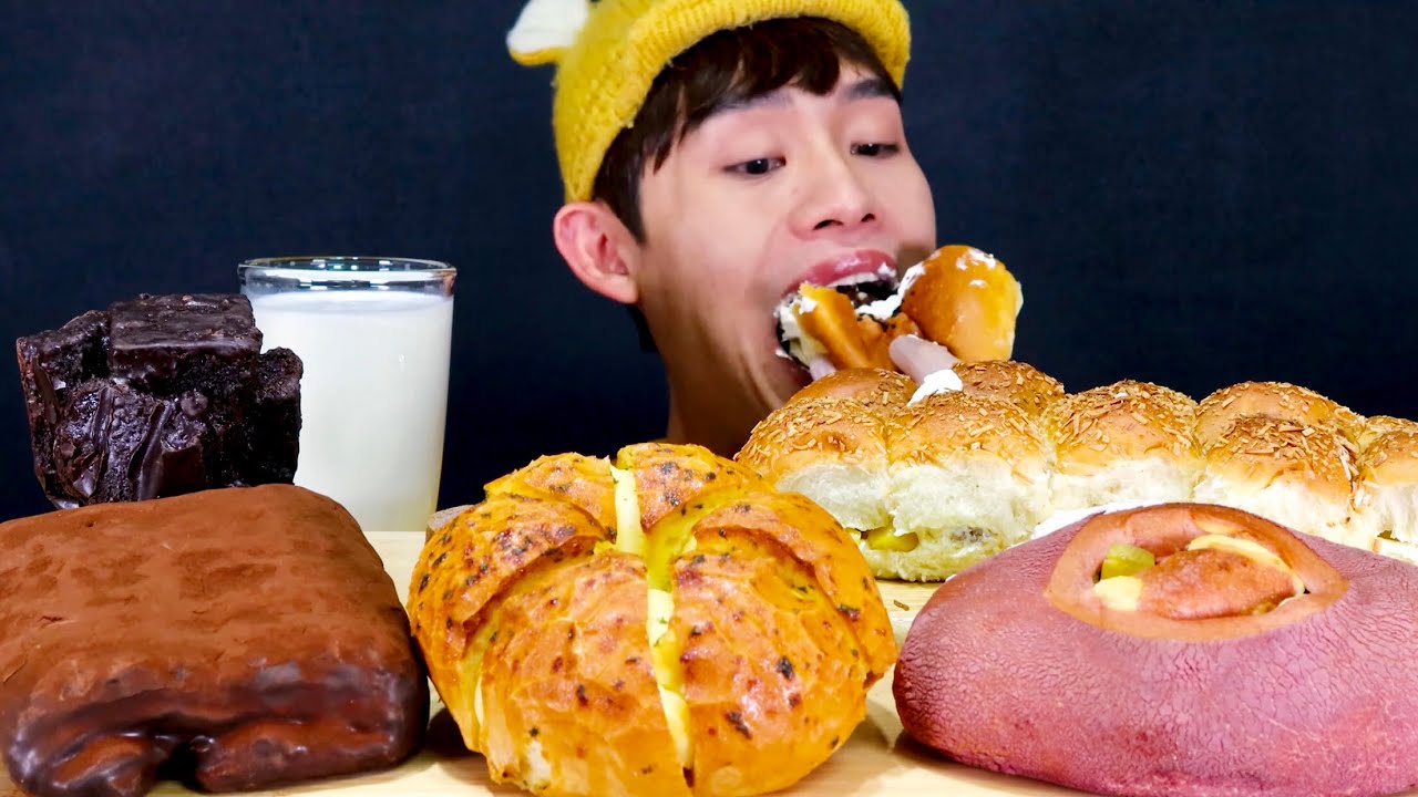 블랑제리115 15세기 초코범벅 생크림단팥빵 6쪽마늘빵 오쇼콜라 먹방~!! Cream Bread Dessert MuKBang~!!