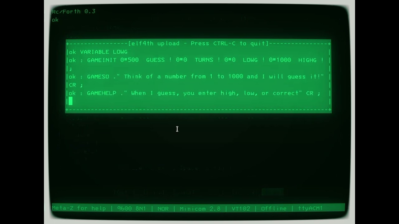Saving and Loading with Forth on COSMAC Elf 1802