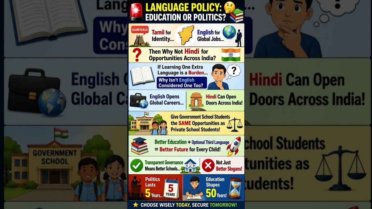 🚨 Two-Language Policy or Lost Opportunity? 🇮🇳📚 #trendingnow #viralreels #tamilnadu #languagerow