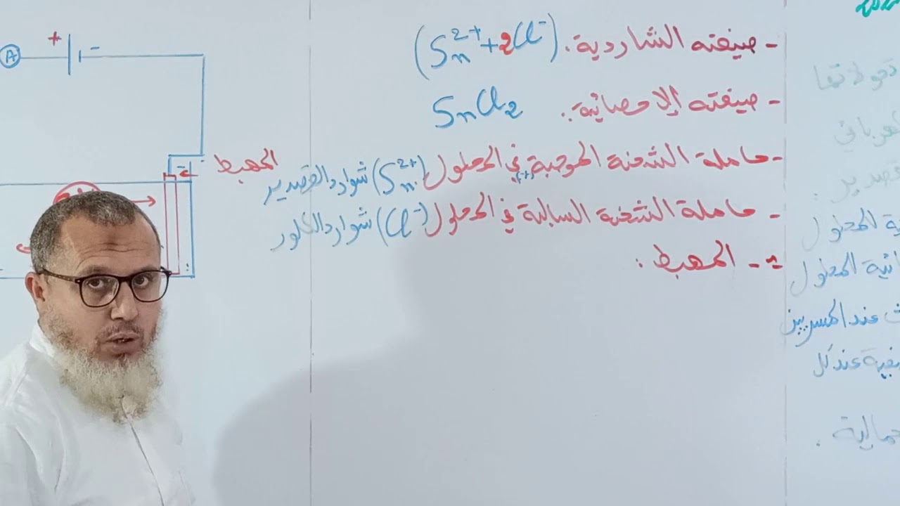 شرح مبسط للتحليل الكهربائي لمحلول كلور القصدير السنة الرابعة متوسط