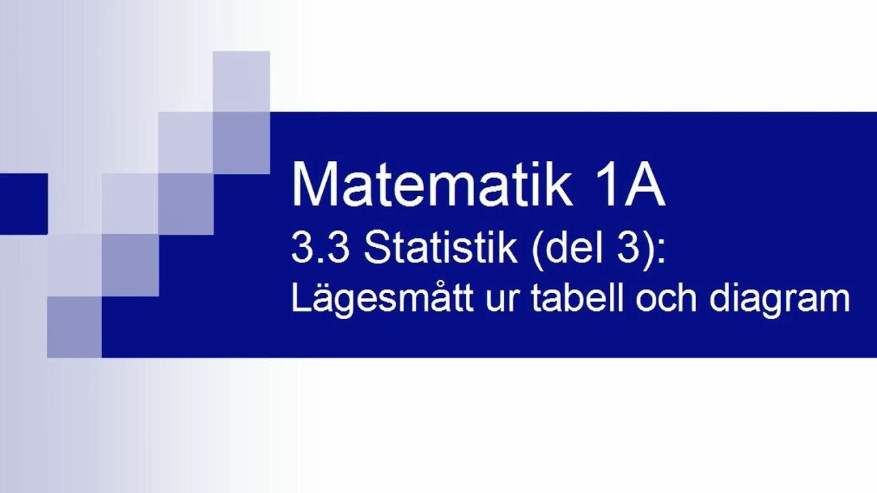 Matematik 1A, kapitel 3.3 - statistik (del 3)
