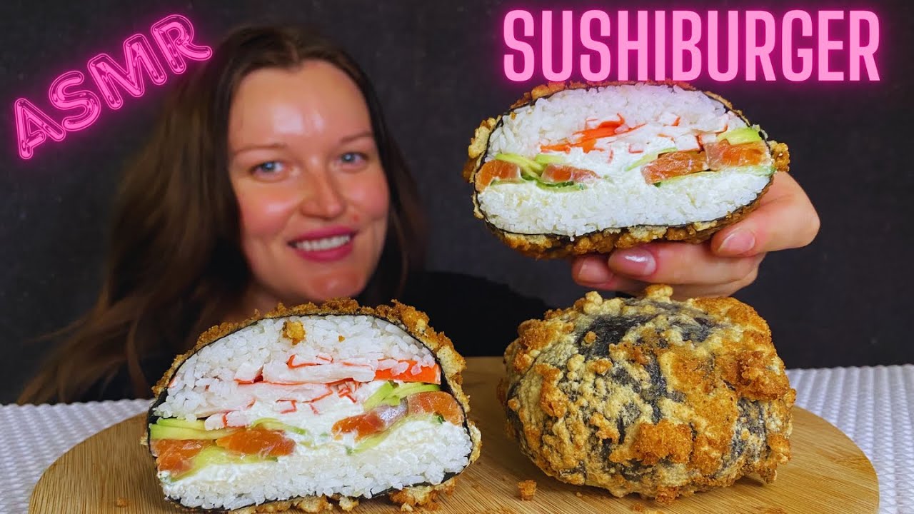ASMR EATING BIG SUSHI BURGERS  (NO TALKING) EATING SOUNDS |ASMR MUKBANG