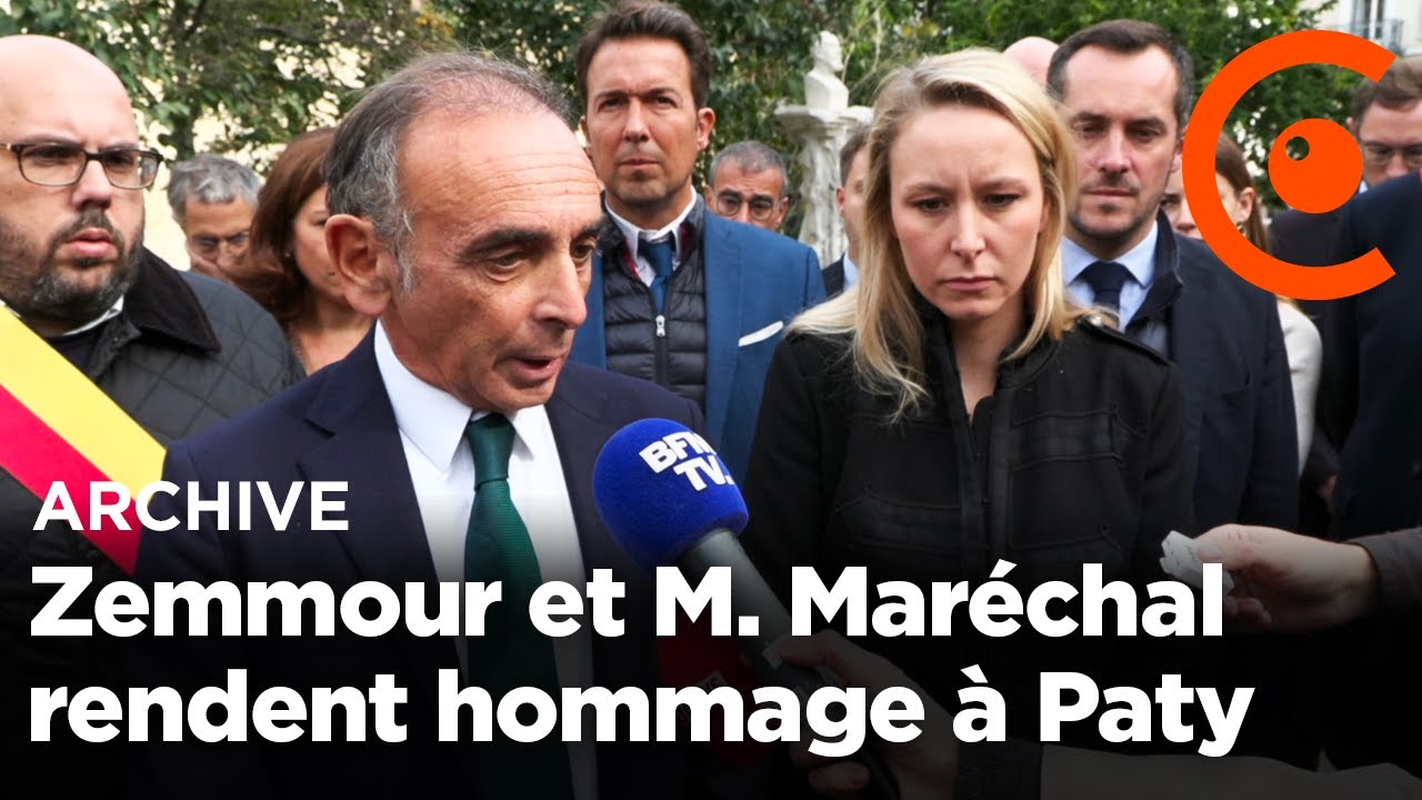 ARCHIVE. &Eacute;ric Zemmour et Marion Mar&eacute;chal rendent hommage &agrave; Samuel Paty