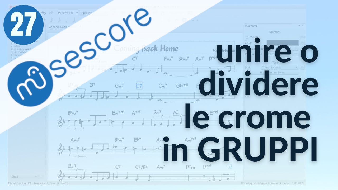 TUTORIAL MUSESCORE #27 unire o dividere le crome in gruppi di note