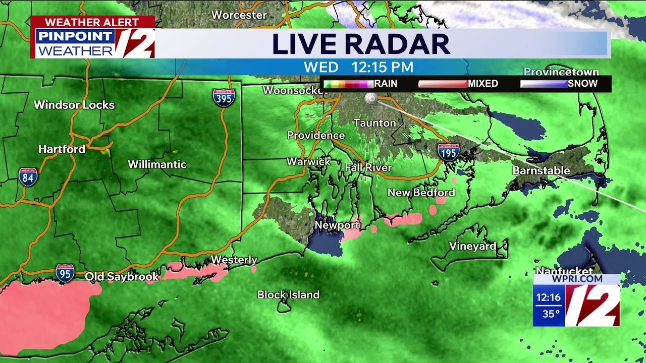 WPRI 12 Weather Forecast for 2/18/27:  Rain changes to snow this evening