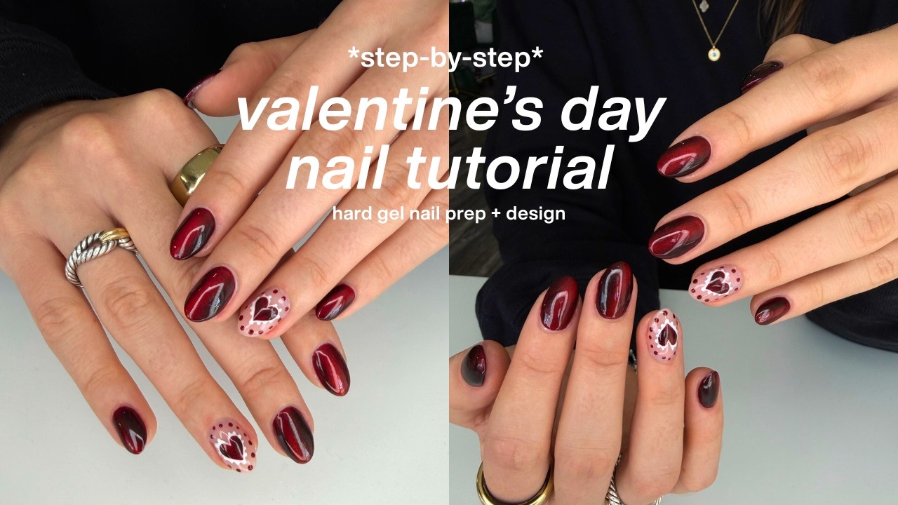 how to do hard gel nails like a PRO | step-by-step tutorial *valentine's day design*
