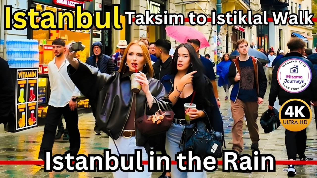 A Rainy Day Walk Through Istanbul&rsquo;s Istiklal Street | Taksim Square, Hafiz Mustafa & Local Food 4K