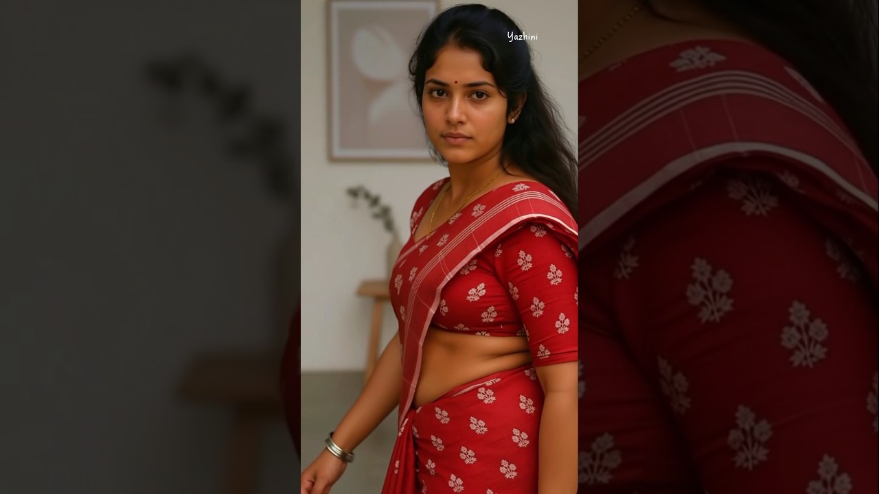 How to style like Yazhini ❤️🥻 100 | Beautiful Rust Red Printed Saree with Rust Red Blouse