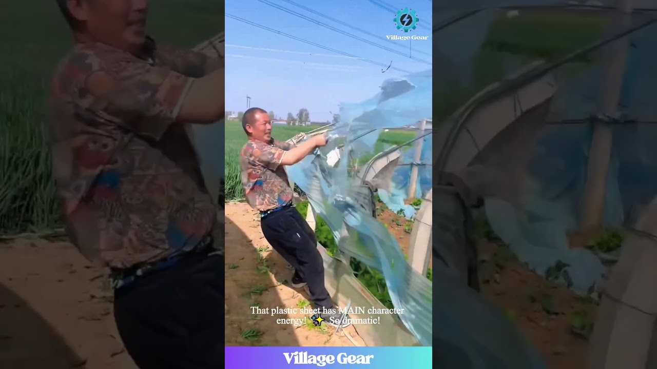 Fighting a Plastic MONSTER in the Wind! 😂 Farmers vs Nature Level 100! #farming #funny #fail #windy