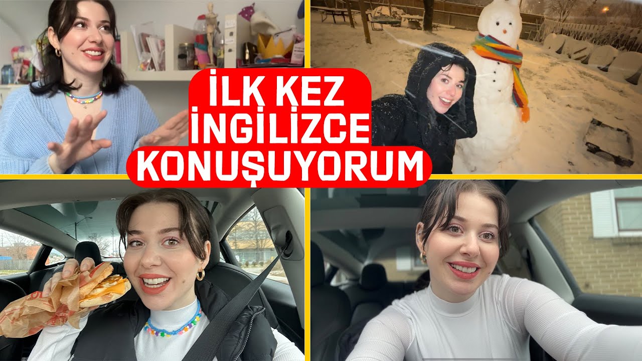 İLK KEZ BİRİYLE İNGİLİZCE KONUŞUYORUM 😓 BEKLENEN KAR GELDİ İLK KARDAN ADAMIMIZA BAKIN