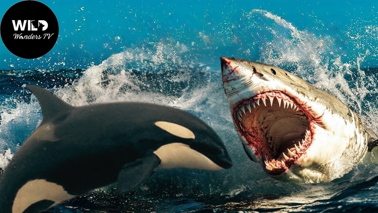 Orcas e Tubarões: O Encontro dos Predadores Lendários #animaisselvagens | Wild Wonders