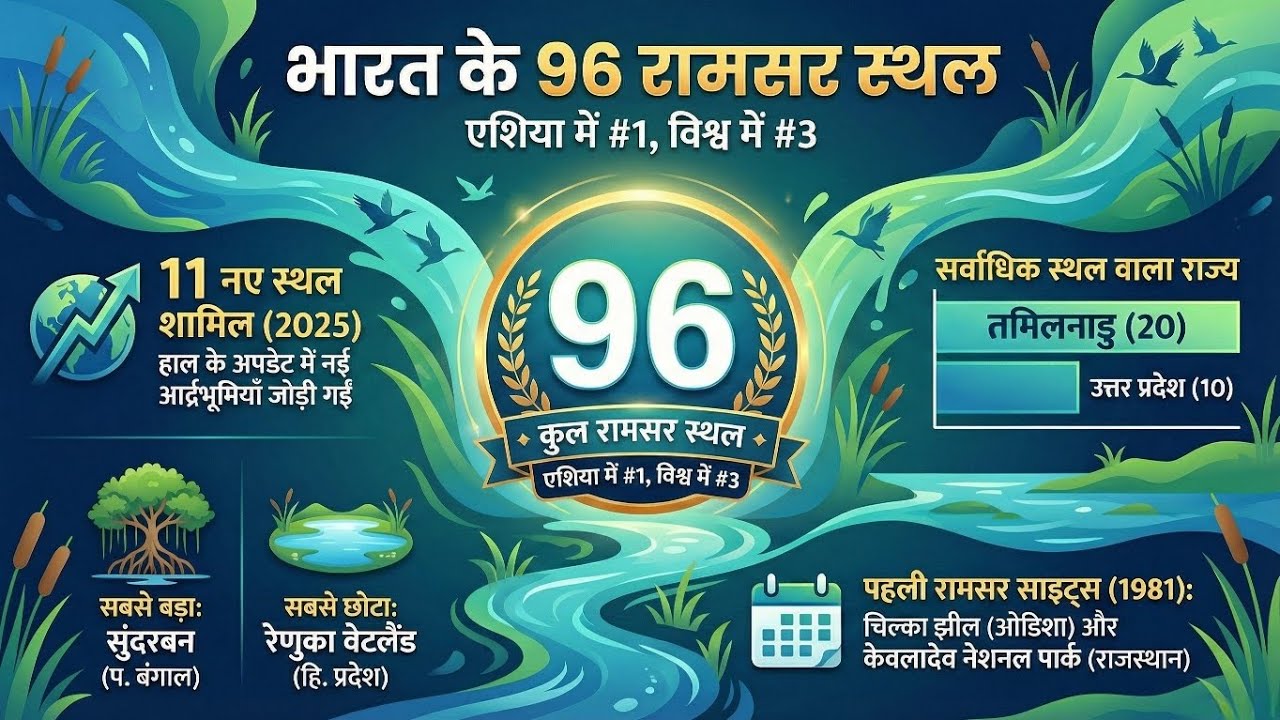 Ramsar Sites in India 2025 (Updated List) | Kopra Reservoir Chhattisgarh & Siliserh Added
