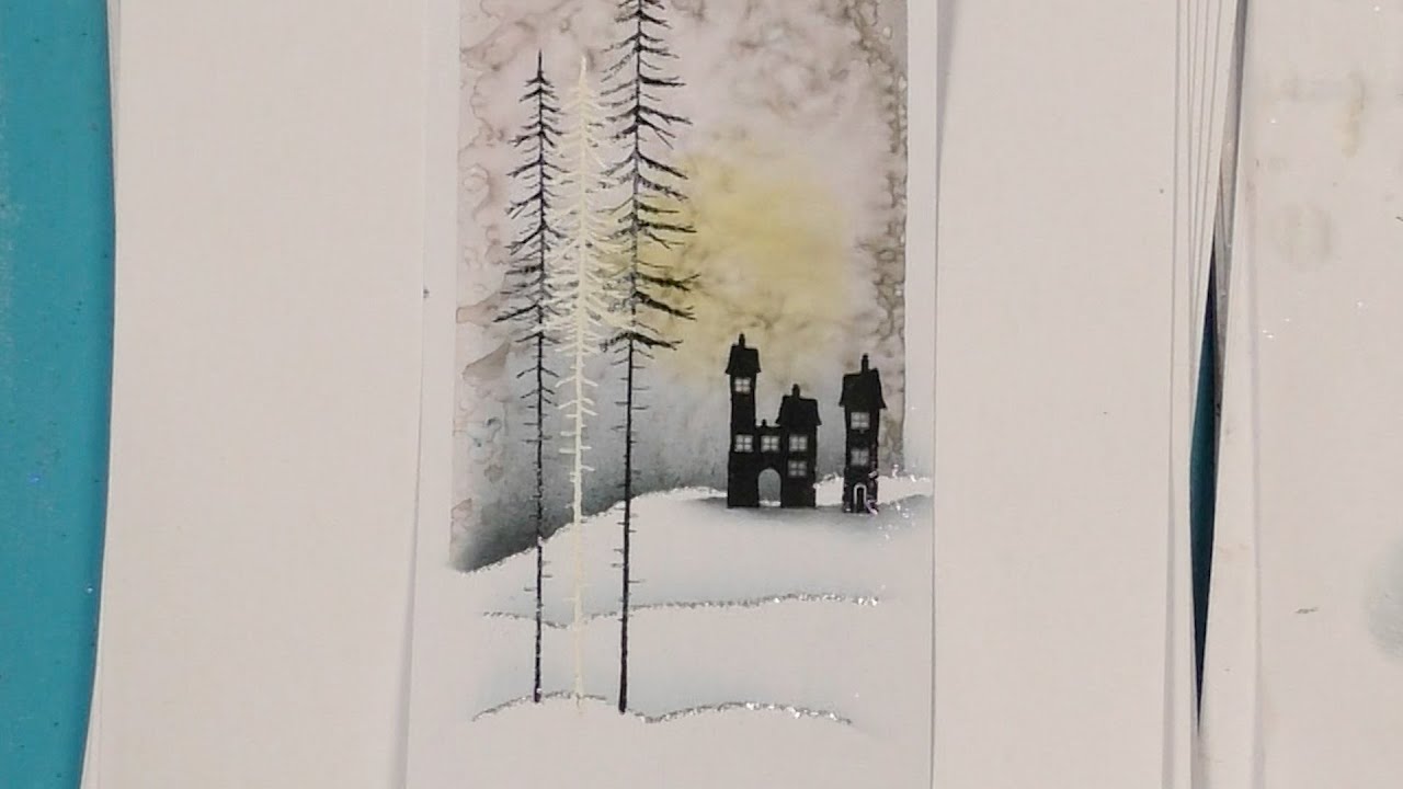 Small Dwellings in a Snow Scene - A Lavinia Stamps Tutorial