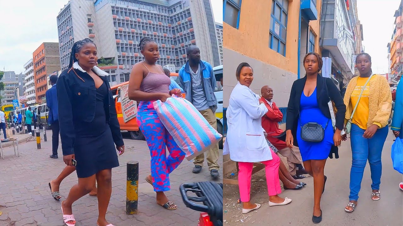 The ever busy Streets of Nairobi Kenya in Africa. 4k street walking tour