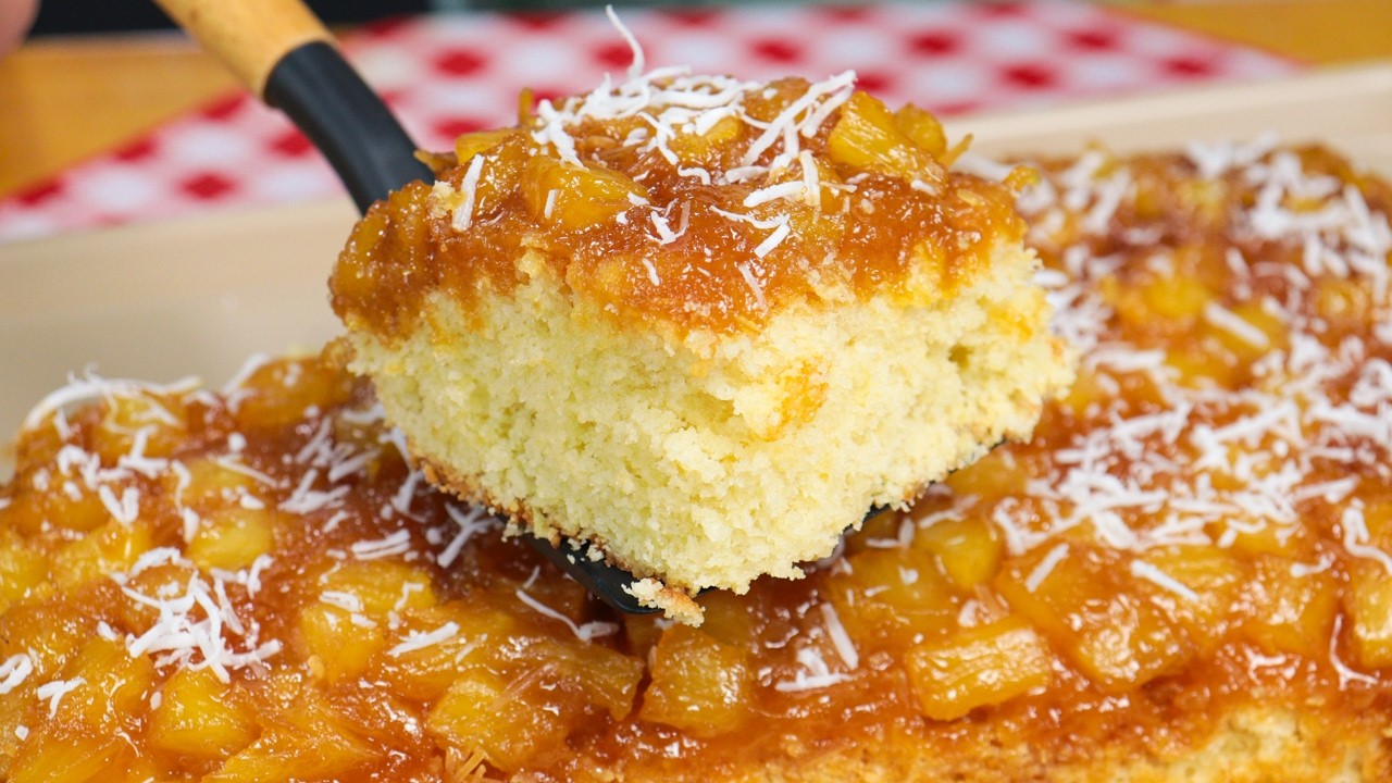 PORQUE EU NÃO FIZ ESSA RECEITA DE BOLO DE ABACAXI COM COCO ANTES -MASSA FOFINHA QUE DEERRETE NA BOCA