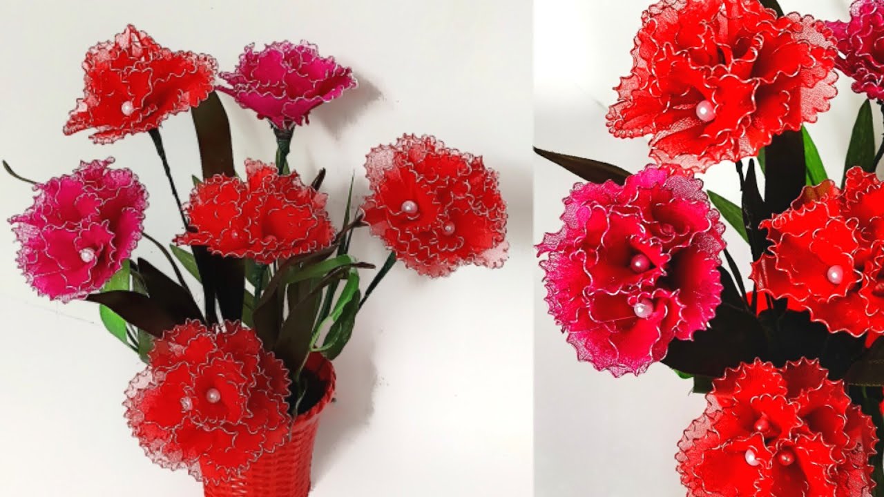 Nylon flowers | easy crafts | stocking flowers | nylon stocking flowers | flower making | DIY