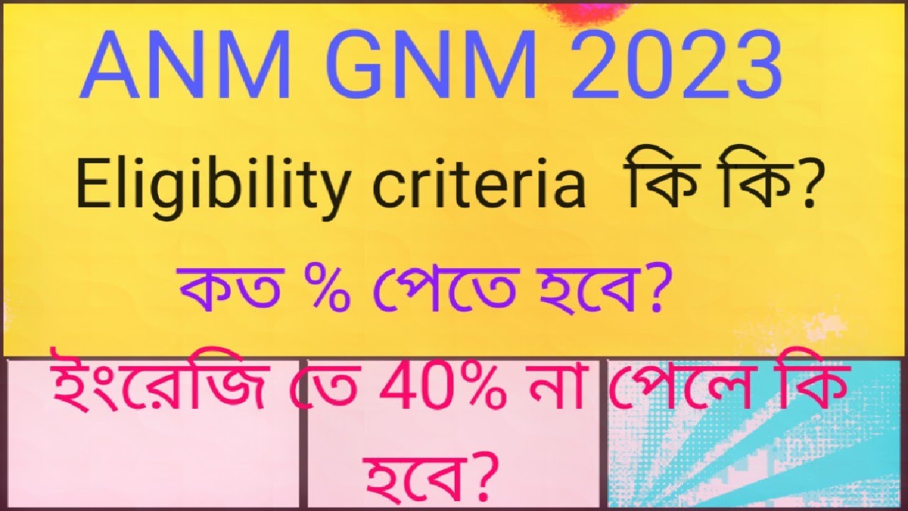Eligibility criteria for ANM(R) & GNM |