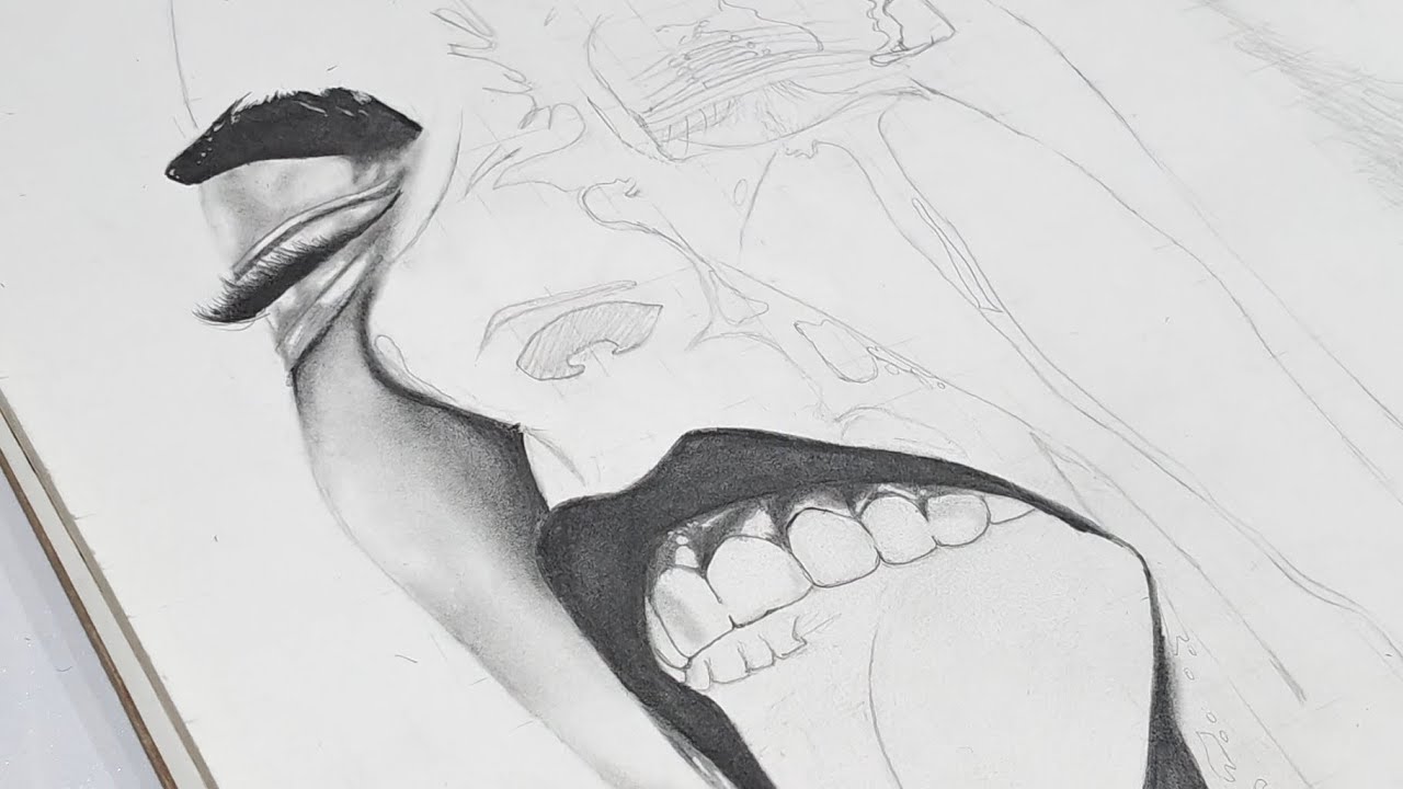 #Screaming Hyper realistic Girl  sketch #portrait#pencil shading @hyperpaglu#artisticpaglu#art#fyp