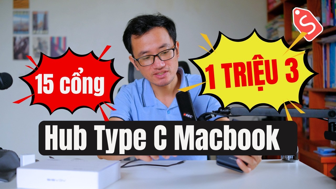 Hub Type C Macbook 15 cổng giá chỉ hơn 1 triệu!!! (Dock Thunderbolt Acasic 15 in 1)