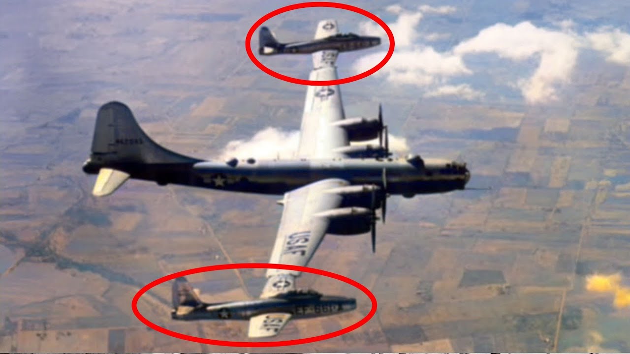 A Bomber with Fighter Jets Stuck on Its Wings