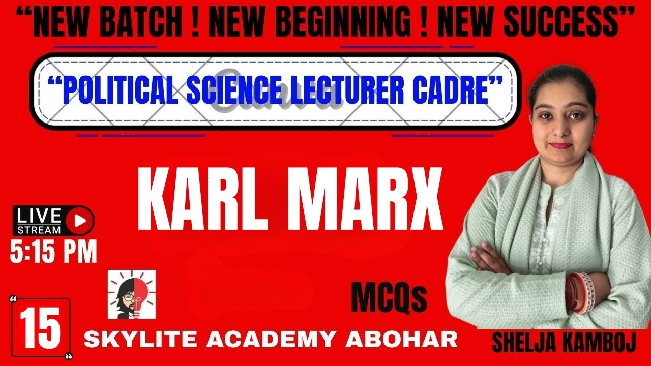POLITICAL SCIENCE | LECTURER CADRE | Karl Marx | DEMO -15 | SKYLITE ACADEMY ABOHAR | 95809-20001