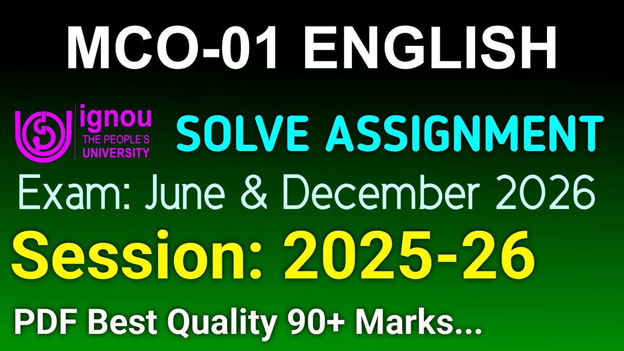 MCO 1 Solved Assignment 2025-26 English, MCO 1 Solved Assignment 25-26, MCO-01 Assignment