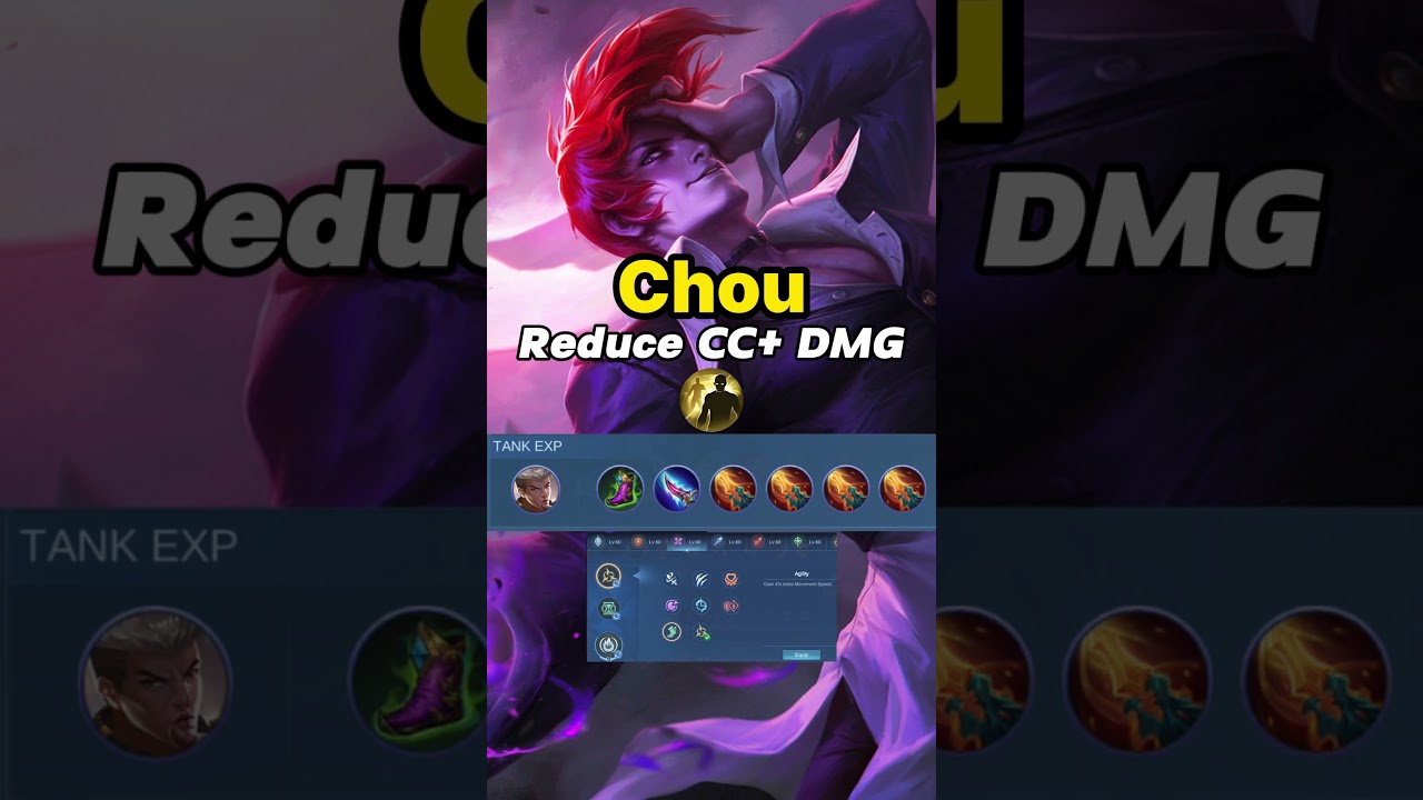2024 Chou Reduce CC and High Damage Build and Emblem  #chouexp  #mlbb #shorts