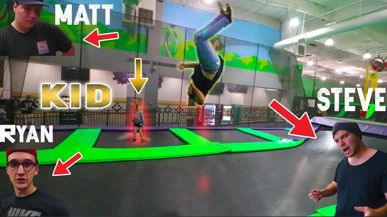 GAME OF FLIP VS KIDS AT TRAMPOLINE PARK!