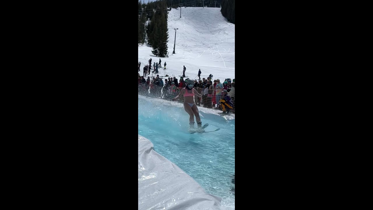 White Pass, WA. Pond skiing & snowboarding-Crazy fun to watch. 🥶🥶 #shorts