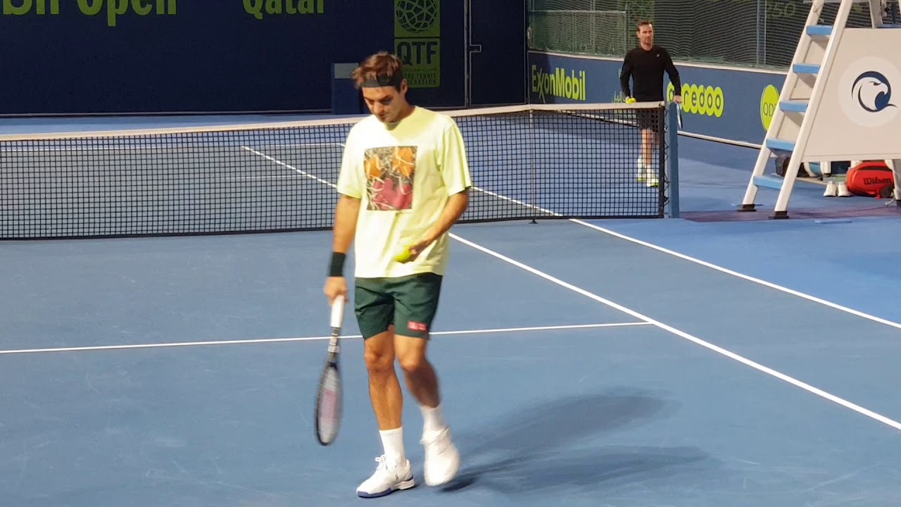 roger federer practice for exxonmobile 2021doha qatar