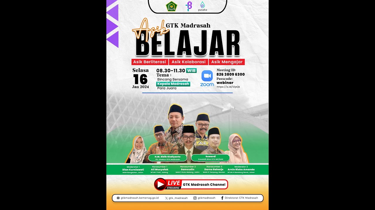Webinar Asik Belajar Bincang bersama Kepala Madrasah Para Juara