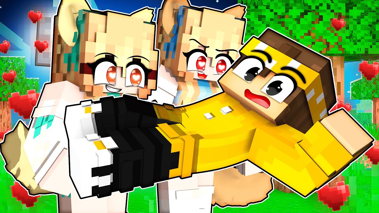 SOU O CRUSH das GÊMEAS LOBO no Minecraft