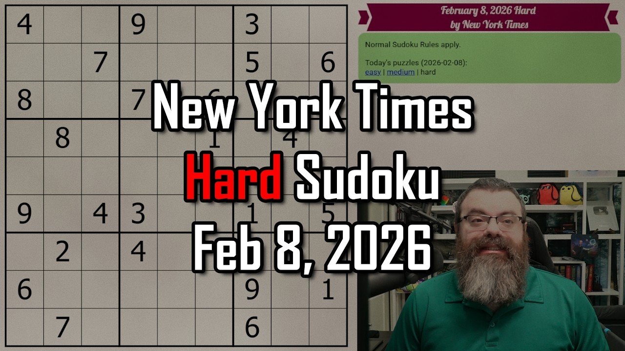 NYT Hard Sudoku Walkthrough | Feb 8, 2026