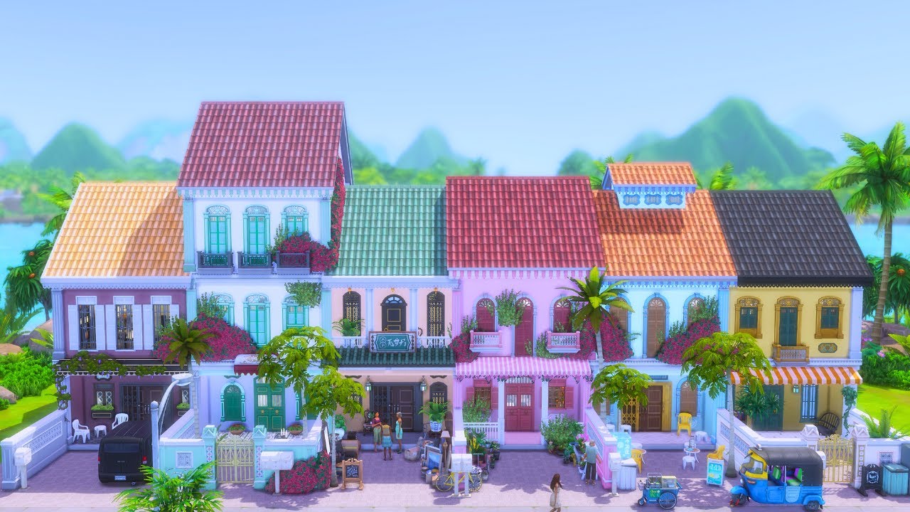 Tomarang Shophouse For Rent 🧺🌺 | The Sims 4 | Speed Build with Ambient Sound | No CC
