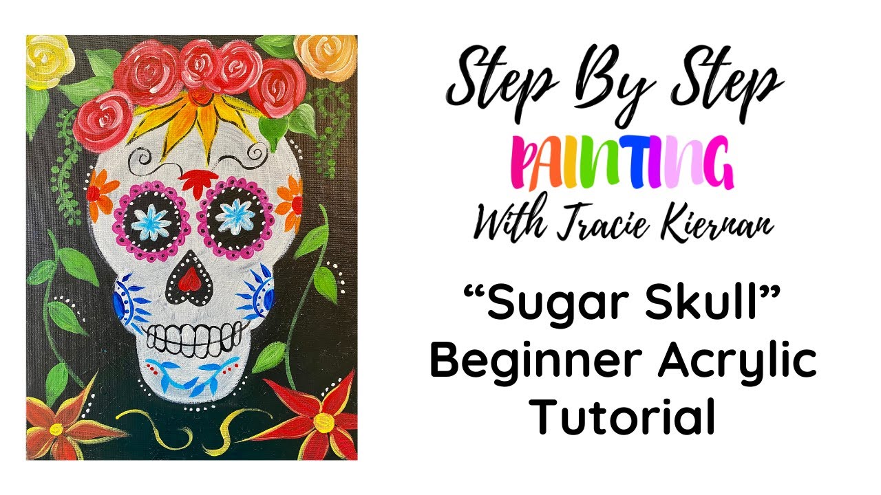 Sugar Skull Acrylic Canvas Painting Tutorial