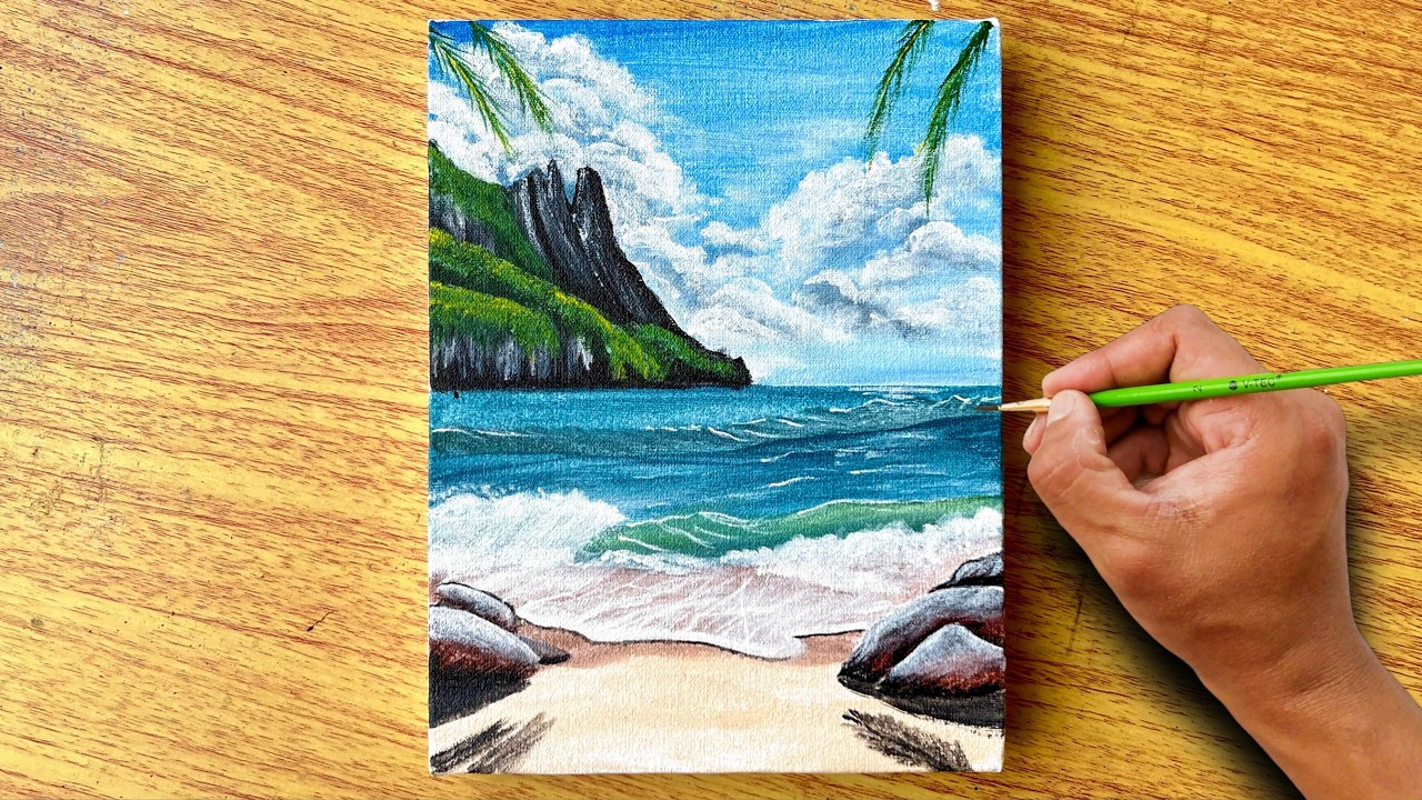 Sea Landscape Painting / Canvas Painting / Painting Tutorial