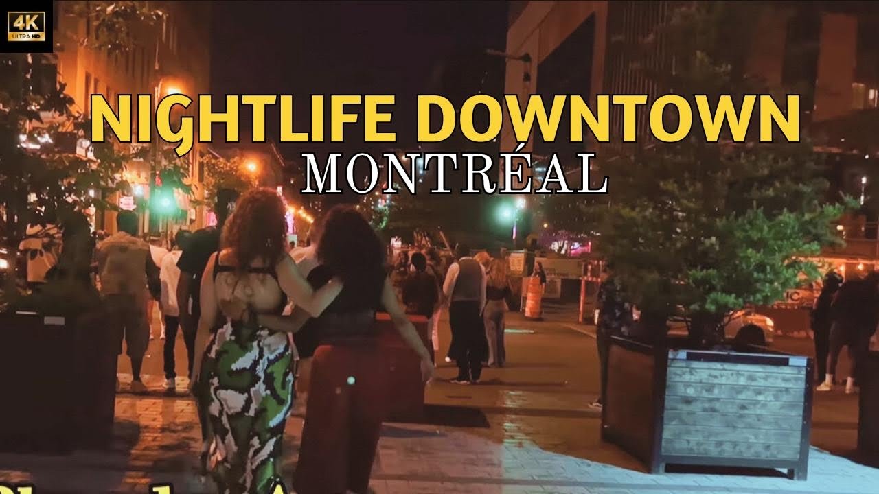 [4K] Downtown Montréal: Summer Nightlife | Street shows, colorful night lights…