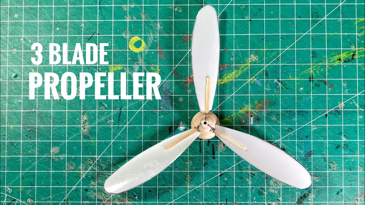 HOW TO MAKE 3 Blade Propeller Rubber Powered Airplane