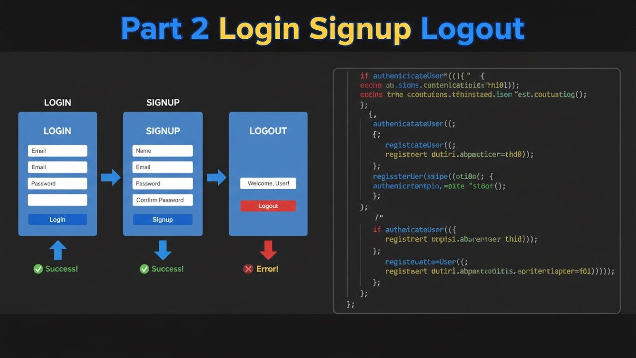 Real Time Coding Project Part 2 | JavaScript Login Signup & Logout Functionality