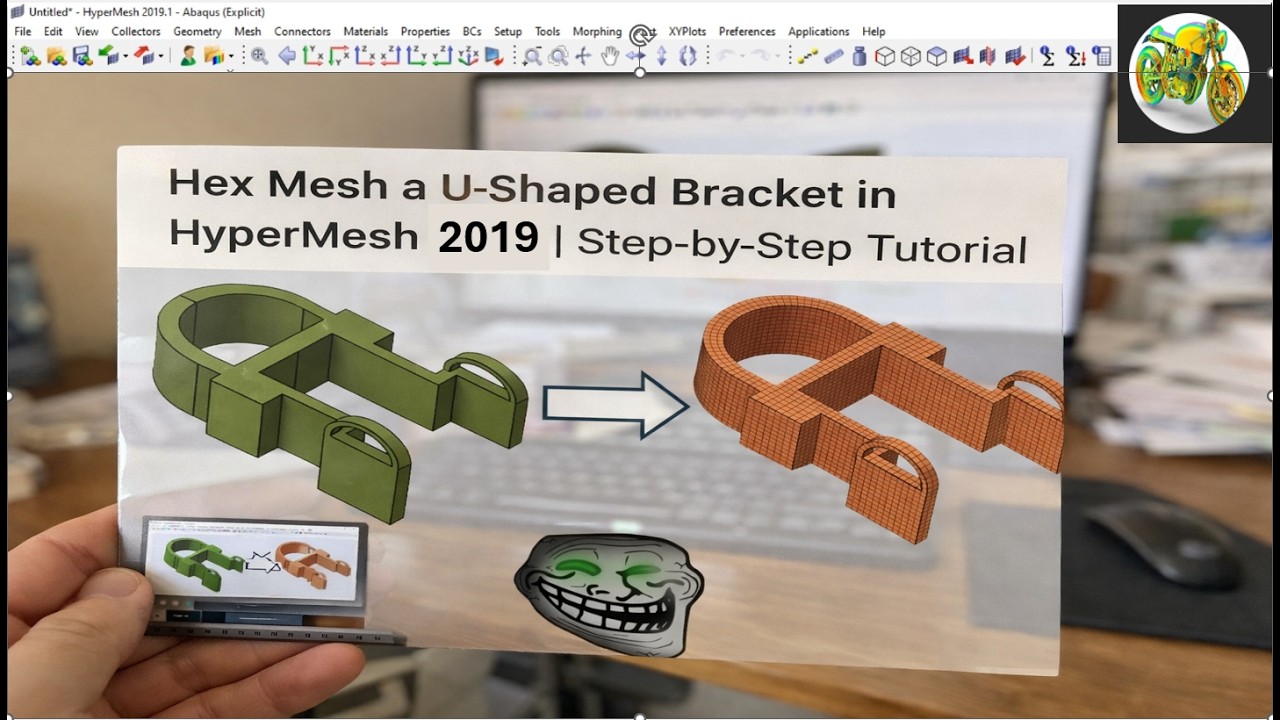 How to Hex Mesh in HyperMesh 2019 legacy version | U-Shaped Bracket