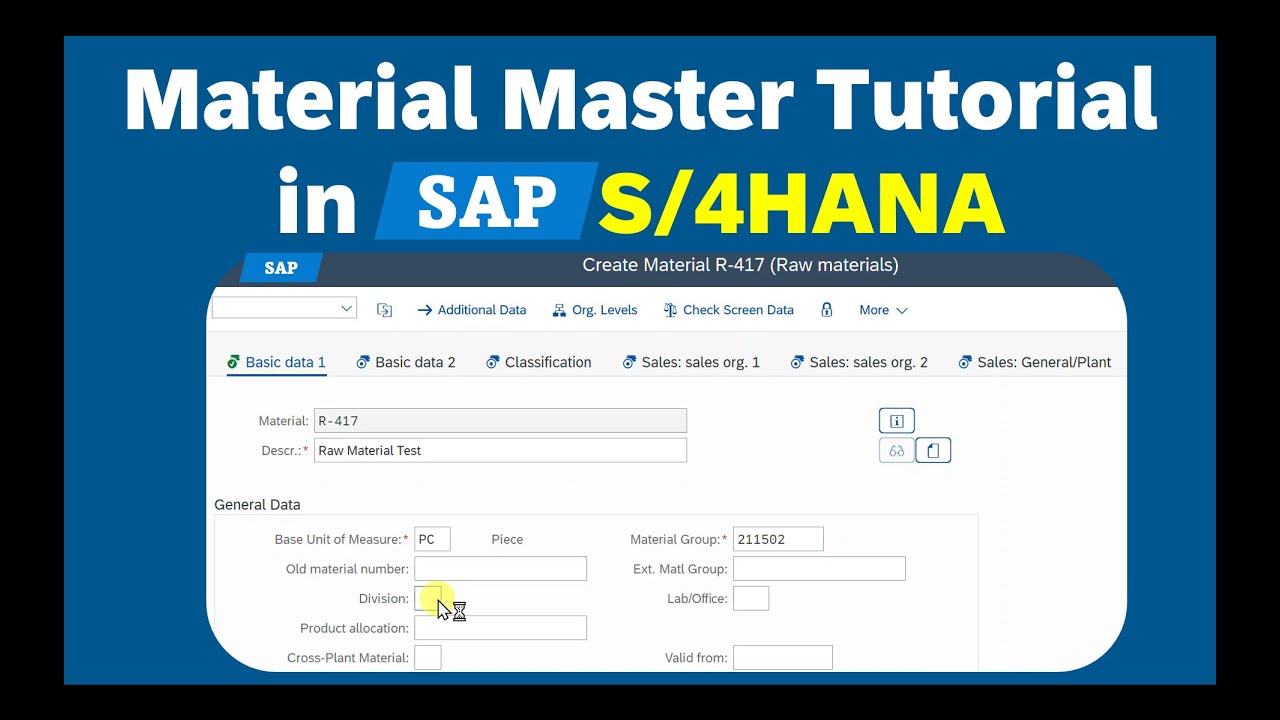 Учебное пособие SAP Material Master для начинающих | Транзакция MM01