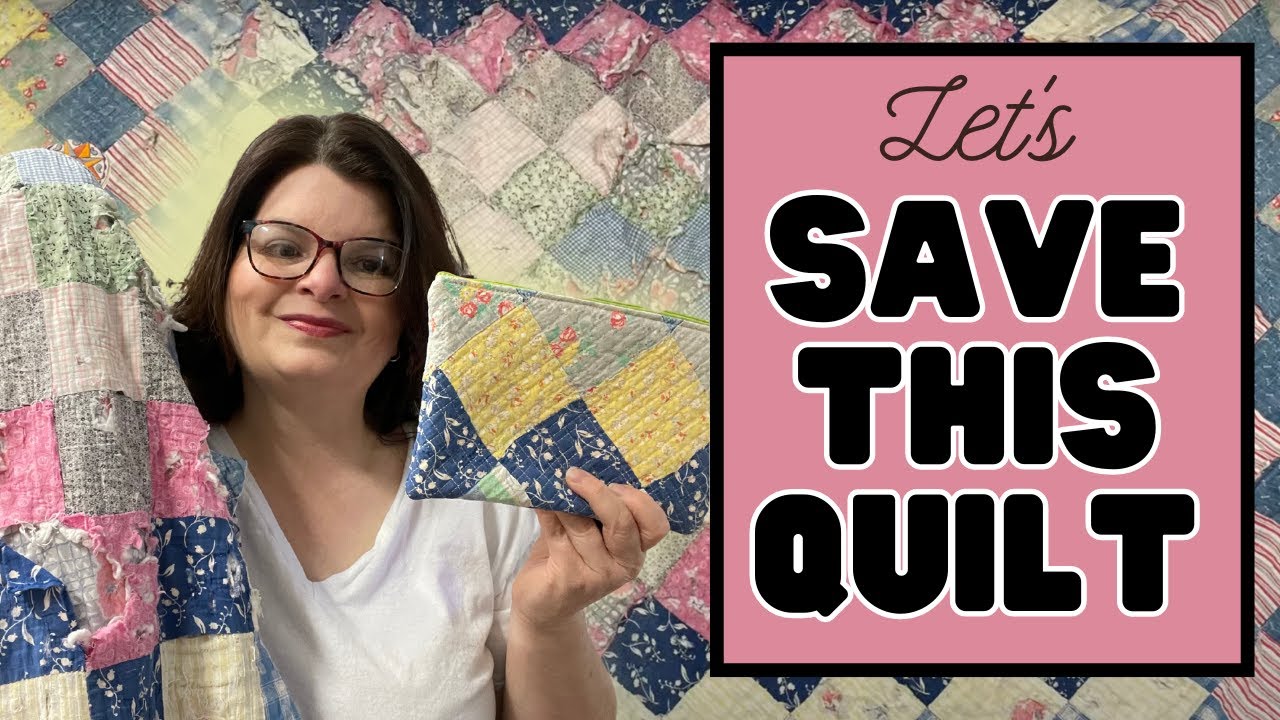 Super Easy LINED Zipper Pouch From An OLD Damaged QUILT || Let's Make It!