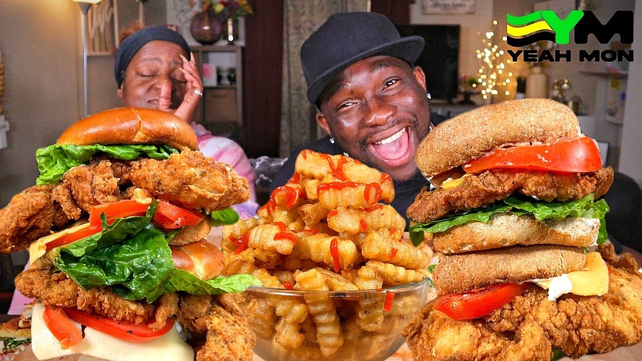 NANAS HOMEMADE FRIED CHICKEN SANDWICHES| MUKBANG EATING SHOW!