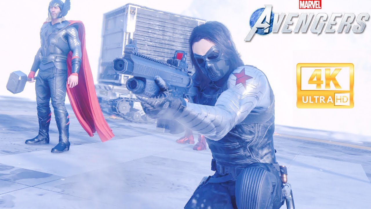 Геймплей костюма Зимнего Солдата из киновселенной Marvel 2014 &mdash; игра Marvel's Avengers PS5 (4K 60...